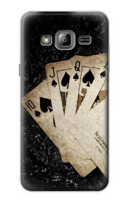 S3231 Vintage Royal Straight Flush Cards Hülle Schutzhülle Taschen für Samsung Galaxy J3 (2016)