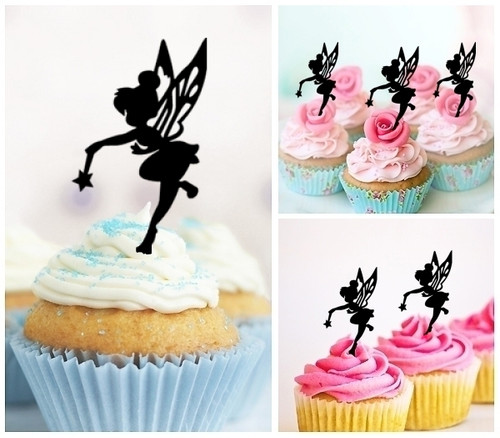 TA0025 Tinkerbell Peter Pan Kuchenaufsätze Hochzeit Geburtsta Acryl Cupcake Kuchen Topper für Kuchen Party Dekor 10 Stück