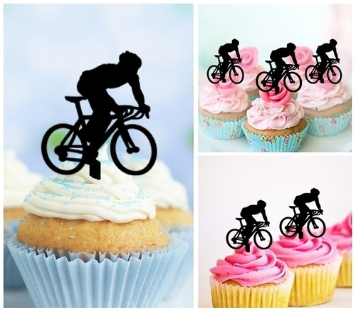 TA0068 Bicycle Sport Kuchenaufsätze Hochzeit Geburtsta Acryl Cupcake Kuchen Topper für Kuchen Party Dekor 10 Stück
