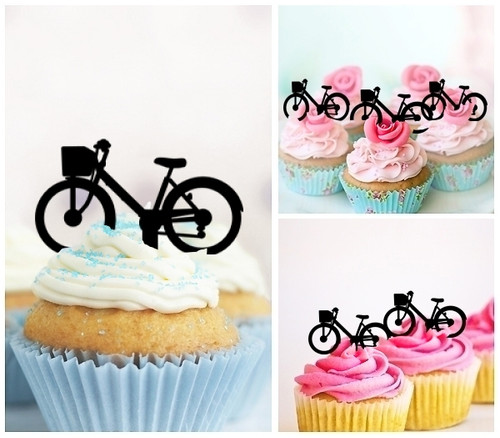 TA0071 Bicycle Kuchenaufsätze Hochzeit Geburtsta Acryl Cupcake Kuchen Topper für Kuchen Party Dekor 10 Stück