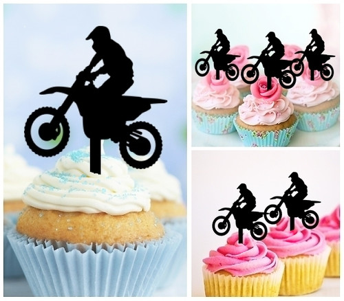 TA0198 Extreme Motocross Racing Kuchenaufsätze Hochzeit Geburtsta Acryl Cupcake Kuchen Topper für Kuchen Party Dekor 10 Stück
