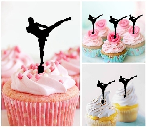 TA0203 Muay Thai Kickboxing Kuchenaufsätze Hochzeit Geburtsta Acryl Cupcake Kuchen Topper für Kuchen Party Dekor 10 Stück