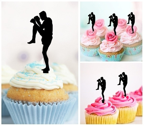 TA0205 Muay Thai Kickboxing Kuchenaufsätze Hochzeit Geburtsta Acryl Cupcake Kuchen Topper für Kuchen Party Dekor 10 Stück