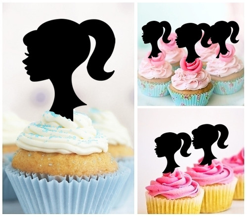 TA0211 Ponytail Girl Kuchenaufsätze Hochzeit Geburtsta Acryl Cupcake Kuchen Topper für Kuchen Party Dekor 10 Stück