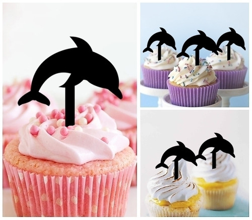 TA0229 Dolphin Kuchenaufsätze Hochzeit Geburtsta Acryl Cupcake Kuchen Topper für Kuchen Party Dekor 10 Stück