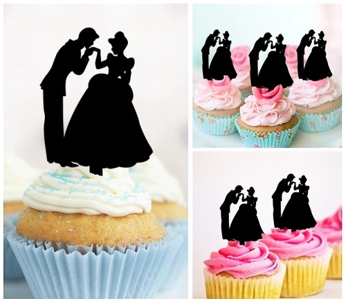 TA0235 Wedding Couple Sweet Kiss Kuchenaufsätze Hochzeit Geburtsta Acryl Cupcake Kuchen Topper für Kuchen Party Dekor 10 Stück
