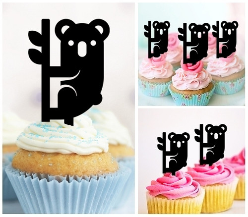 TA0294 Koala Kuchenaufsätze Hochzeit Geburtsta Acryl Cupcake Kuchen Topper für Kuchen Party Dekor 10 Stück