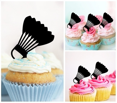 TA0314 Badminton Kuchenaufsätze Hochzeit Geburtsta Acryl Cupcake Kuchen Topper für Kuchen Party Dekor 10 Stück