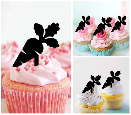 TA0323 Carrot Kuchenaufsätze Hochzeit Geburtsta Acryl Cupcake Kuchen Topper für Kuchen Party Dekor 10 Stück