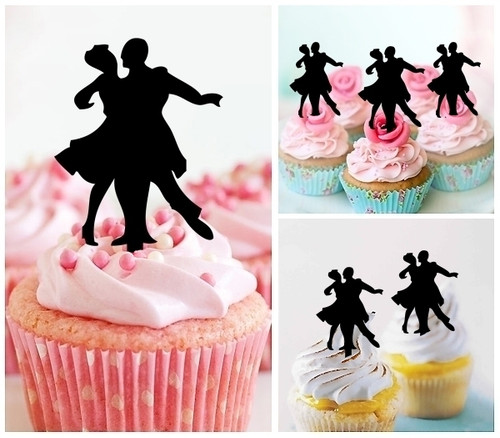 TA0353 Senior Prom Couple Ballroom Dance Kuchenaufsätze Hochzeit Geburtsta Acryl Cupcake Kuchen Topper für Kuchen Party Dekor 10 Stück