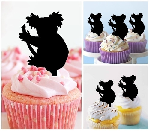 TA0359 Australia Cute Koala Bear Kuchenaufsätze Hochzeit Geburtsta Acryl Cupcake Kuchen Topper für Kuchen Party Dekor 10 Stück