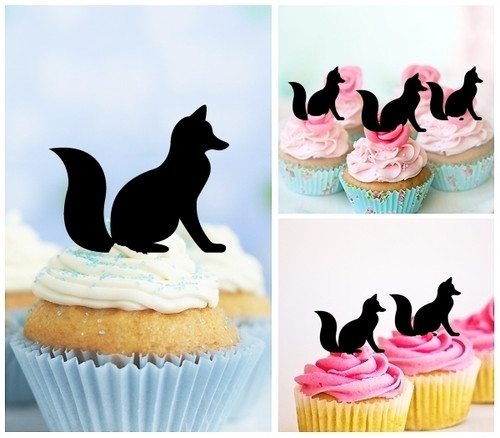 TA0368 Fox Kuchenaufsätze Hochzeit Geburtsta Acryl Cupcake Kuchen Topper für Kuchen Party Dekor 10 Stück