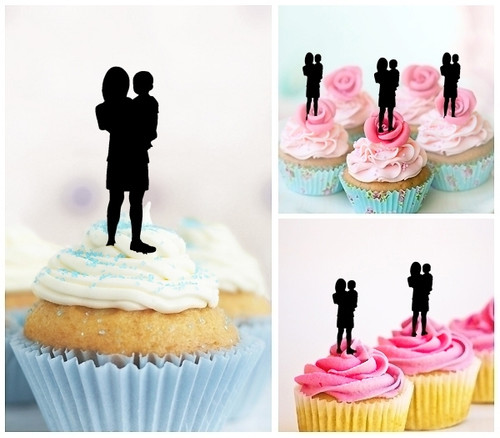 TA0394 Family Mother and Son Kuchenaufsätze Hochzeit Geburtsta Acryl Cupcake Kuchen Topper für Kuchen Party Dekor 10 Stück