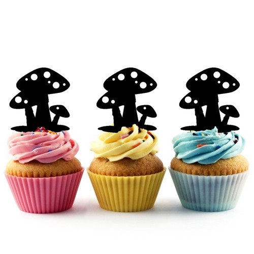 TA0396 Alice's Adventures in Wonderland Mushroom Kuchenaufsätze Hochzeit Geburtsta Acryl Cupcake Kuchen Topper für Kuchen Party Dekor 10 Stück