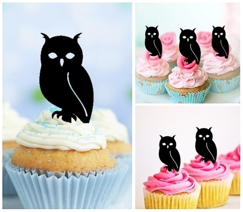 TA0398 Night Owl Kuchenaufsätze Hochzeit Geburtsta Acryl Cupcake Kuchen Topper für Kuchen Party Dekor 10 Stück