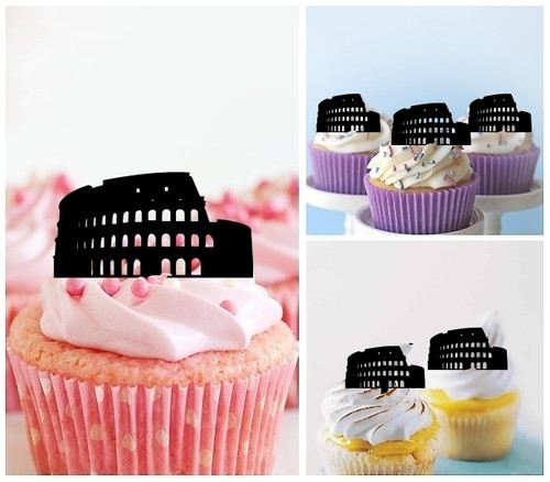 TA0409 Roman Colosseum Gladiator Kuchenaufsätze Hochzeit Geburtsta Acryl Cupcake Kuchen Topper für Kuchen Party Dekor 10 Stück