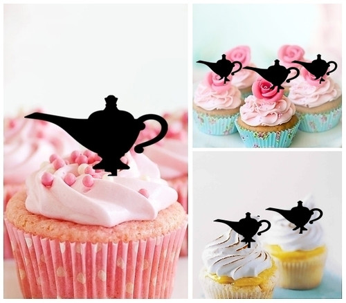 TA0443 Aladdin Lamp Kuchenaufsätze Hochzeit Geburtsta Acryl Cupcake Kuchen Topper für Kuchen Party Dekor 10 Stück