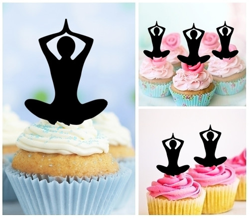 TA0468 Yoga Balance Kuchenaufsätze Hochzeit Geburtsta Acryl Cupcake Kuchen Topper für Kuchen Party Dekor 10 Stück