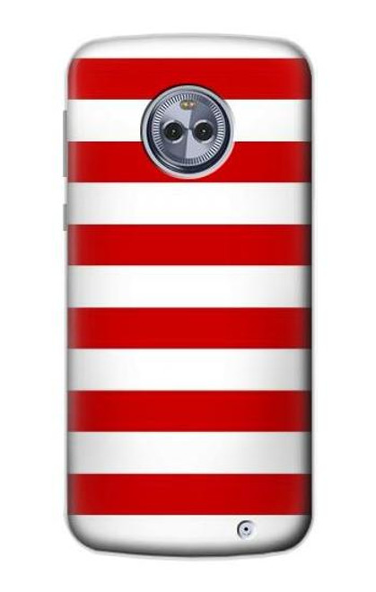 S2364 Red and White Striped Hülle Schutzhülle Taschen für Motorola Moto X4