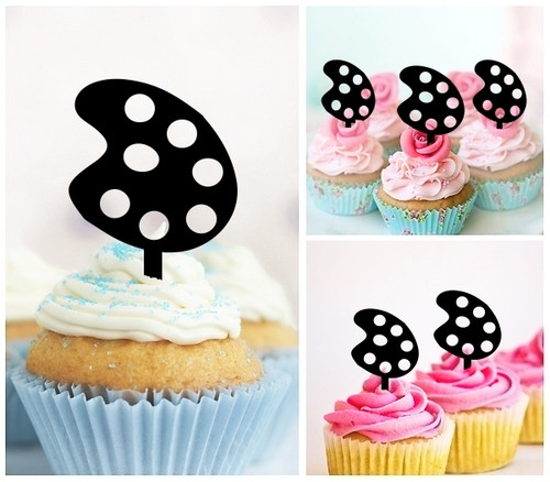 TA0514 Artist Color Palette Kuchenaufsätze Hochzeit Geburtsta Acryl Cupcake Kuchen Topper für Kuchen Party Dekor 10 Stück
