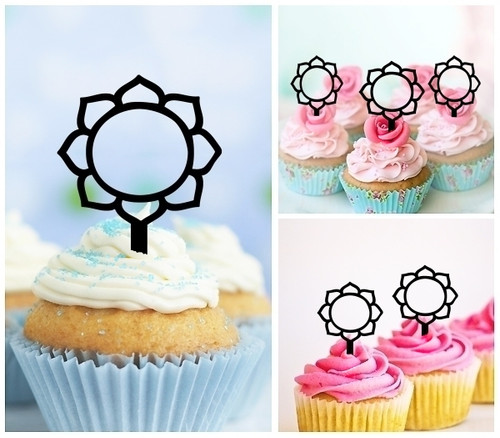 TA0528 Buddhism Lotus Flower Kuchenaufsätze Hochzeit Geburtsta Acryl Cupcake Kuchen Topper für Kuchen Party Dekor 10 Stück