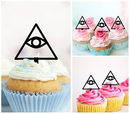 TA0531 Cao Dai Eye of Providence Kuchenaufsätze Hochzeit Geburtsta Acryl Cupcake Kuchen Topper für Kuchen Party Dekor 10 Stück