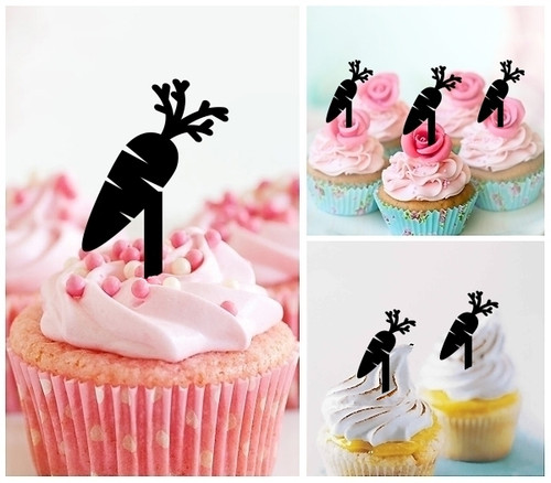 TA0533 Carrot Kuchenaufsätze Hochzeit Geburtsta Acryl Cupcake Kuchen Topper für Kuchen Party Dekor 10 Stück