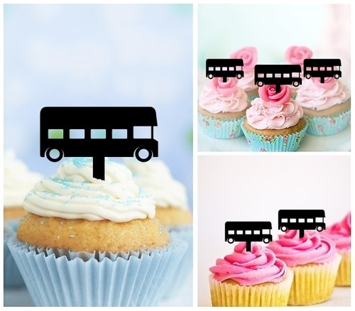 TA0628 School Bus Kids Kuchenaufsätze Hochzeit Geburtsta Acryl Cupcake Kuchen Topper für Kuchen Party Dekor 10 Stück