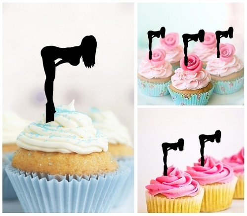 TA0634 Sexy Girl Standing Bend Kuchenaufsätze Hochzeit Geburtsta Acryl Cupcake Kuchen Topper für Kuchen Party Dekor 10 Stück