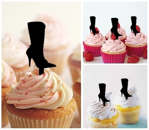TA0636 Sexy Long Boot Kuchenaufsätze Hochzeit Geburtsta Acryl Cupcake Kuchen Topper für Kuchen Party Dekor 10 Stück