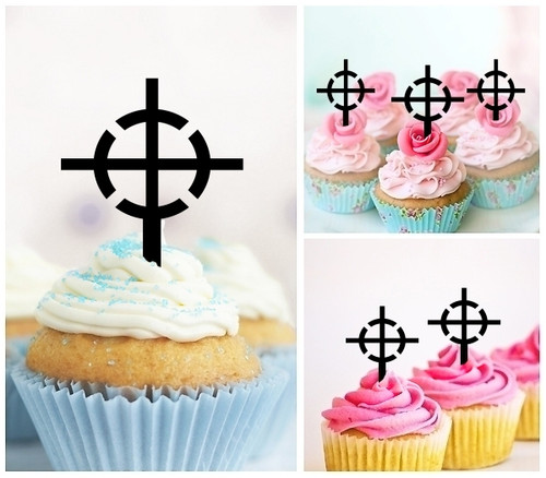 TA0641 Sniper Rifle Target Kuchenaufsätze Hochzeit Geburtsta Acryl Cupcake Kuchen Topper für Kuchen Party Dekor 10 Stück