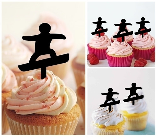 TA0642 Snowboard Snowboarding Kuchenaufsätze Hochzeit Geburtsta Acryl Cupcake Kuchen Topper für Kuchen Party Dekor 10 Stück