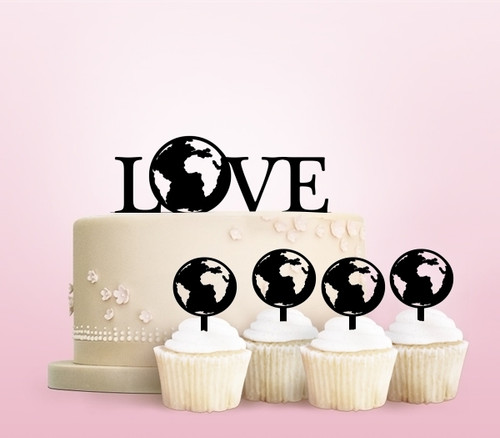 TC0032 Love World Global Kuchenaufsätze Hochzeit Geburtsta Acryl Cupcake Kuchen Topper für Kuchen Party Dekor 11 Stück