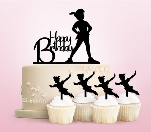 TC0089 Happy Birthday Peter Pan Kuchenaufsätze Hochzeit Geburtsta Acryl Cupcake Kuchen Topper für Kuchen Party Dekor 11 Stück