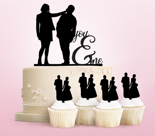 TC0096 You and Me Romantic Love Kuchenaufsätze Hochzeit Geburtsta Acryl Cupcake Kuchen Topper für Kuchen Party Dekor 11 Stück