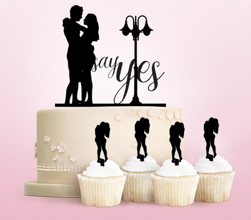 TC0193 Say Yes Marriage Proposal Romantic Kuchenaufsätze Hochzeit Geburtsta Acryl Cupcake Kuchen Topper für Kuchen Party Dekor 11 Stück