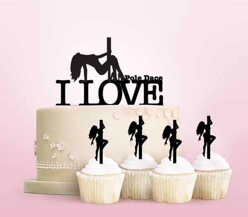 TC0194 I Love Pole Dance Girl Kuchenaufsätze Hochzeit Geburtsta Acryl Cupcake Kuchen Topper für Kuchen Party Dekor 11 Stück