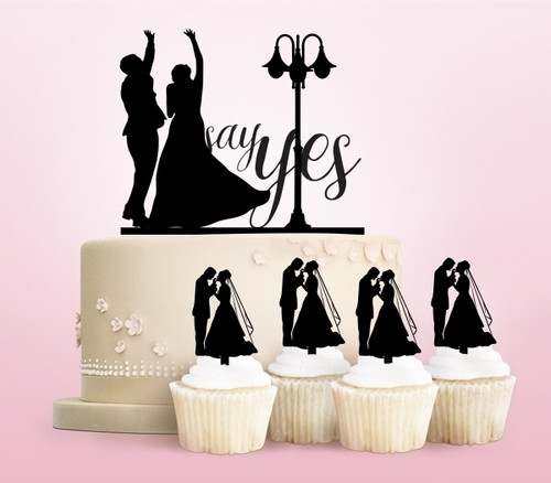 TC0205 Say Yes Marry Kuchenaufsätze Hochzeit Geburtsta Acryl Cupcake Kuchen Topper für Kuchen Party Dekor 11 Stück