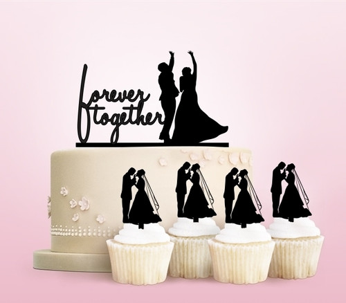 TC0215 Forever Together Marry Kuchenaufsätze Hochzeit Geburtsta Acryl Cupcake Kuchen Topper für Kuchen Party Dekor 11 Stück