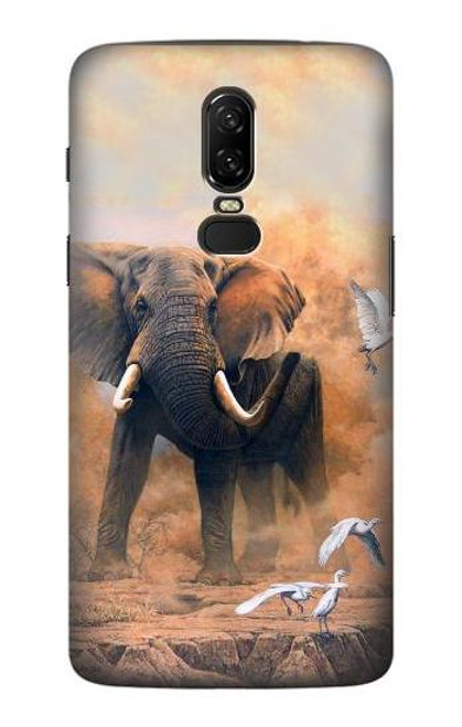 S1292 Dusty Elephant Egrets Hülle Schutzhülle Taschen für OnePlus 6