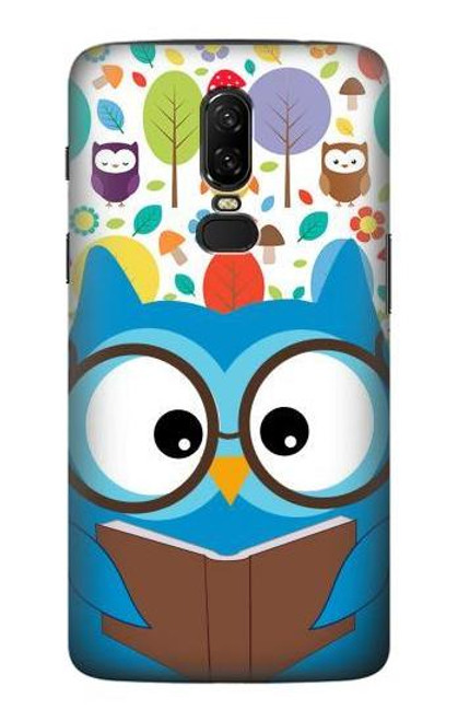 S2521 Cute Nerd Owl Cartoon Hülle Schutzhülle Taschen für OnePlus 6