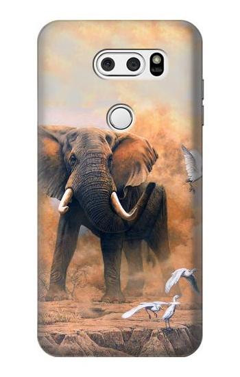 S1292 Dusty Elephant Egrets Hülle Schutzhülle Taschen für LG V30, LG V30 Plus, LG V30S ThinQ, LG V35, LG V35 ThinQ