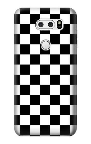 S1611 Black and White Check Chess Board Hülle Schutzhülle Taschen für LG V30, LG V30 Plus, LG V30S ThinQ, LG V35, LG V35 ThinQ