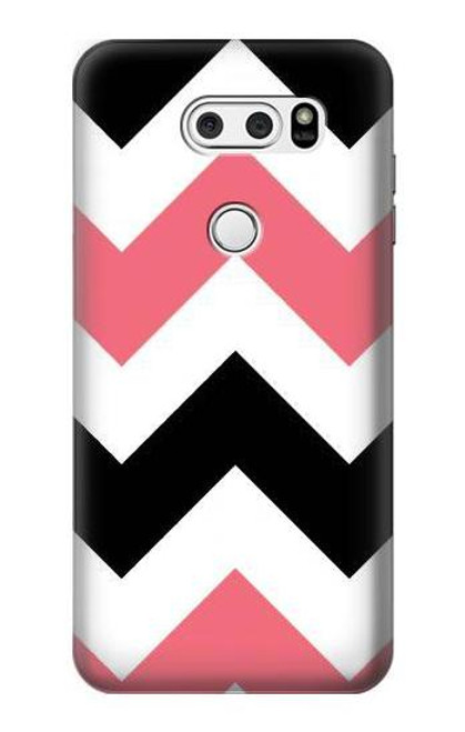 S1849 Pink Black Chevron Zigzag Hülle Schutzhülle Taschen für LG V30, LG V30 Plus, LG V30S ThinQ, LG V35, LG V35 ThinQ