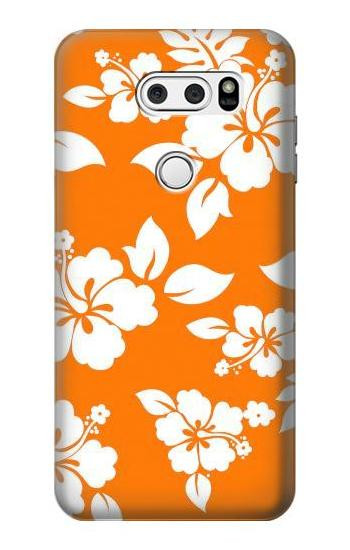 S2245 Hawaiian Hibiscus Orange Pattern Hülle Schutzhülle Taschen für LG V30, LG V30 Plus, LG V30S ThinQ, LG V35, LG V35 ThinQ