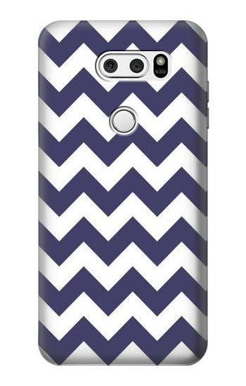 S2345 Navy Blue Shavron Zig Zag Pattern Hülle Schutzhülle Taschen für LG V30, LG V30 Plus, LG V30S ThinQ, LG V35, LG V35 ThinQ