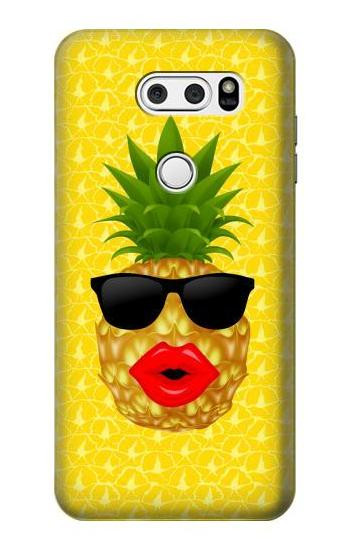 S2443 Funny Pineapple Sunglasses Kiss Hülle Schutzhülle Taschen für LG V30, LG V30 Plus, LG V30S ThinQ, LG V35, LG V35 ThinQ