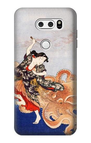 S2496 Japan Art Utagawa Kuniyoshi Tamatori Hülle Schutzhülle Taschen für LG V30, LG V30 Plus, LG V30S ThinQ, LG V35, LG V35 ThinQ