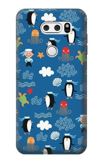 S2572 Marine Penguin Pattern Hülle Schutzhülle Taschen für LG V30, LG V30 Plus, LG V30S ThinQ, LG V35, LG V35 ThinQ