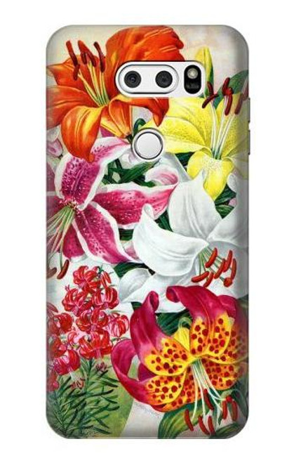 S3205 Retro Art Flowers Hülle Schutzhülle Taschen für LG V30, LG V30 Plus, LG V30S ThinQ, LG V35, LG V35 ThinQ